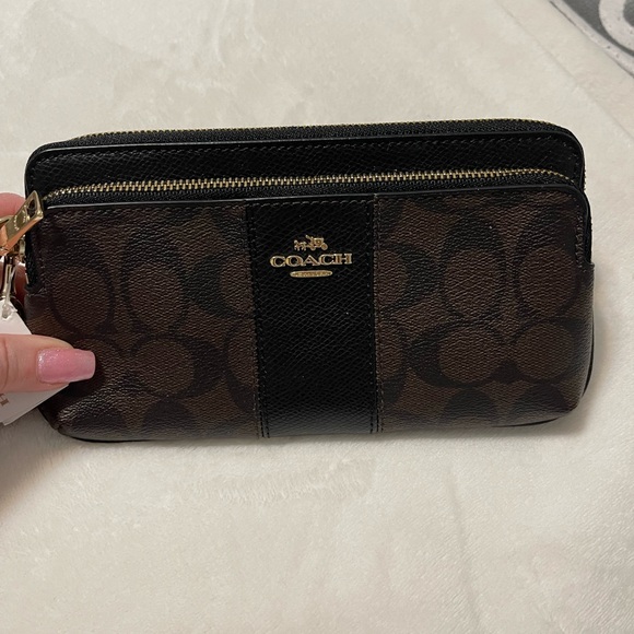 NWT black and brown Coach dual wallet - Picture 5 of 10